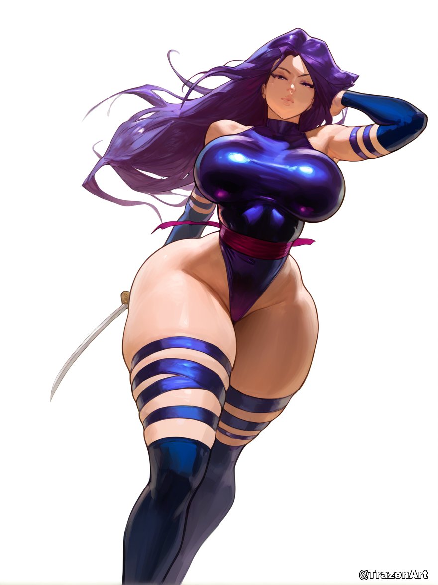 1girls ai_generated asian breasts female female_focus female_only large_breasts looking_at_viewer marvel marvel_rivals psylocke psylocke_(marvel_rivals) solo thick_thighs thighs trazenart white_background