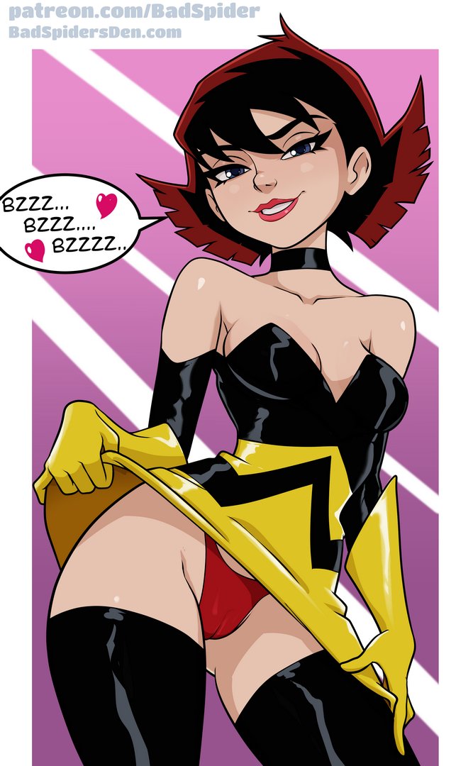 1girls, avengers, badspider, cameltoe, dialogue, female, female only, flashing, flashing panties, janet van dyne, marvel, marvel comics, panties, red panties, skirt lift, solo, text, the avengers: earth's mightiest heroes, upskirt, wasp (marvel)