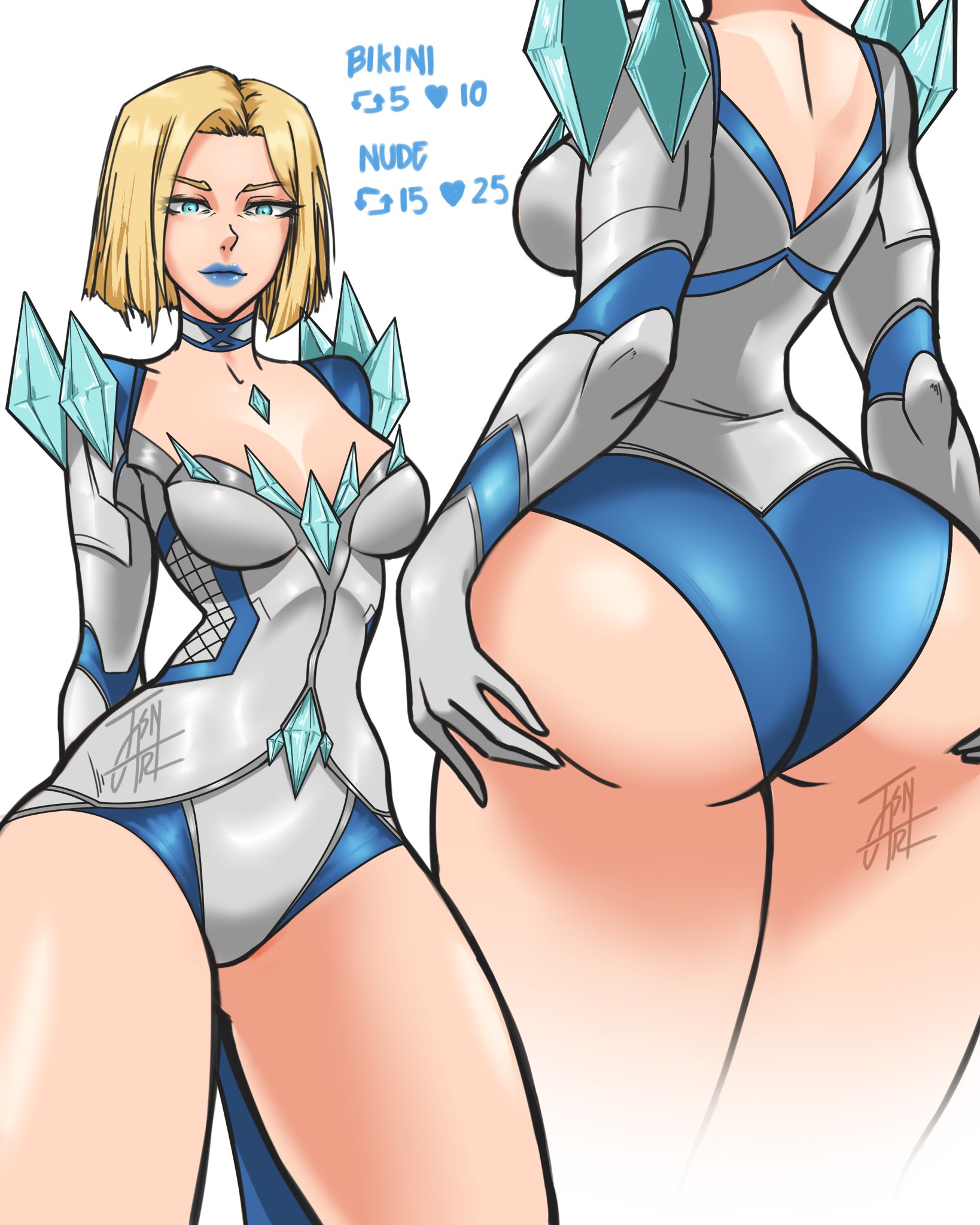 1girls, 2d, ass, athletic, athletic female, athletic thighs, big ass, big breasts, big butt, blonde female, blonde hair, blue lipstick, blue nails, bob cut, breasts, caked up, cheesecake, clothed, clothed female, emma frost, emma frost (marvel rivals), female, female only, jsnartofficial, marvel, marvel comics, marvel rivals, thick ass, thick thighs, thighs