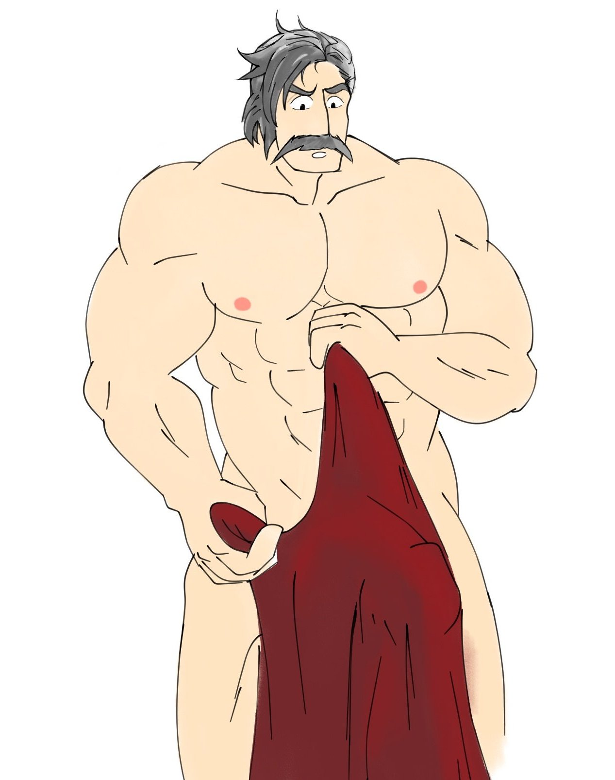 balls bara big_penis bulge facial_hair fire_emblem fire_emblem_echoes:_shadows_of_valentia flaccid male male_only muscles muscular mycen_(fire_emblem) nintendo penis solo solo_male tugfx8