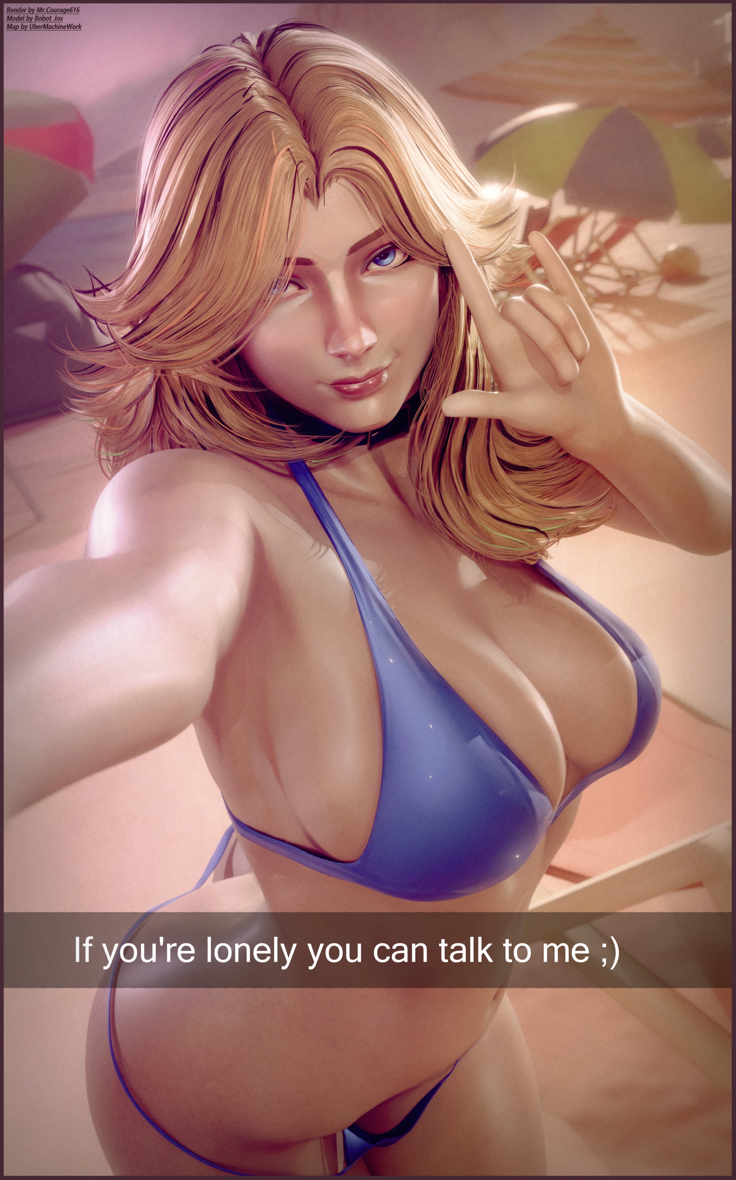 1girls, 3d, beach, big breasts, bikini, blonde female, blonde hair, breasts, fantastic four, female, invisible woman, invisible woman (marvel rivals), looking at viewer, marvel, marvel comics, marvel rivals, mrcourage616, selfie, snapchat, sue richards, sue storm, text