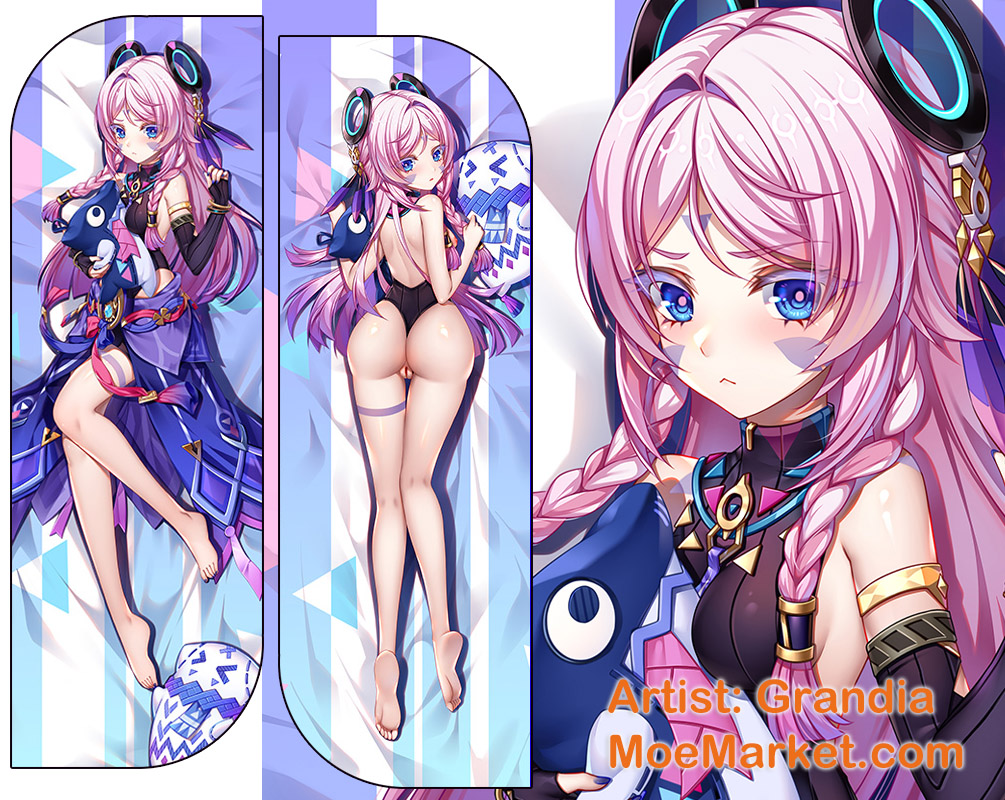 1girls breasts citlali_(genshin_impact) dakimakura genshin_impact looking_at_viewer moemarket pink_hair solo