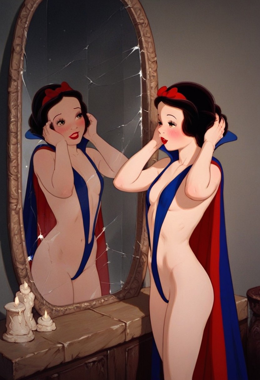 ai_generated cute_face dark_hair disney disney_princess short_hair sling_bikini small_breasts snow_white_(disney) thin_waist