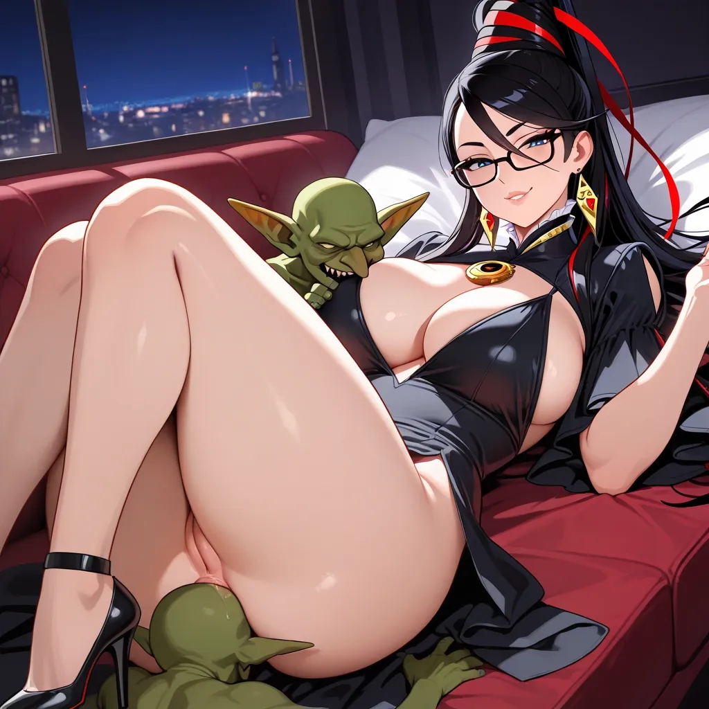 ai_generated anal bayonetta bayonetta_(character) big_ass big_breasts goblin goblin_male goblin_slayer goth_girl gothic high_heels