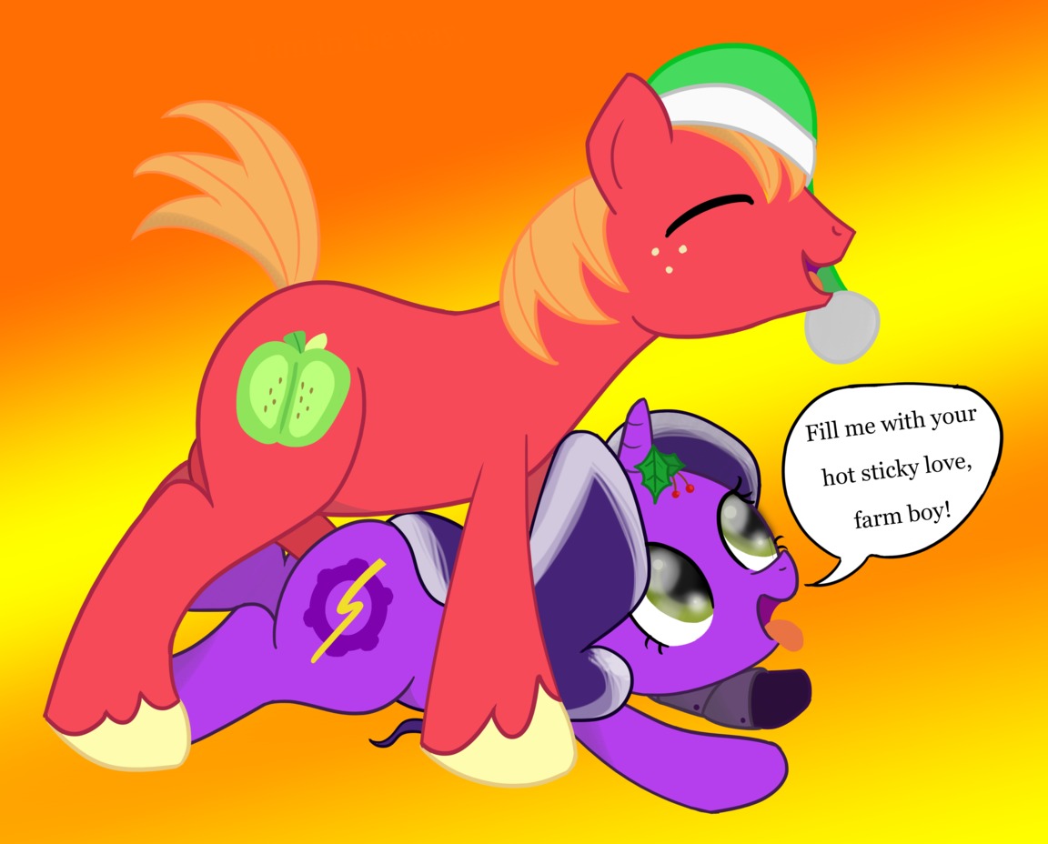 big_macintosh_(mlp) cutie_mark equine female friendship_is_magic fur hair horn horse male my_little_pony ohohokapi original_character penetration penis plain_background pony purple_fur two_tone_hair unicorn vaginal_penetration vaginal_penetration