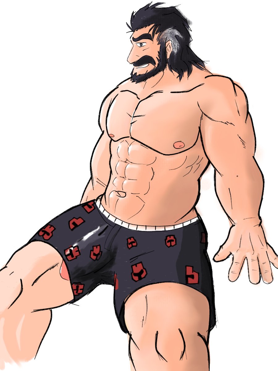 balls bara beard big_penis bulge duessel_(fire_emblem) facial_hair fire_emblem flaccid male male_only muscles muscular nintendo penis sitting solo solo_male tugfx8