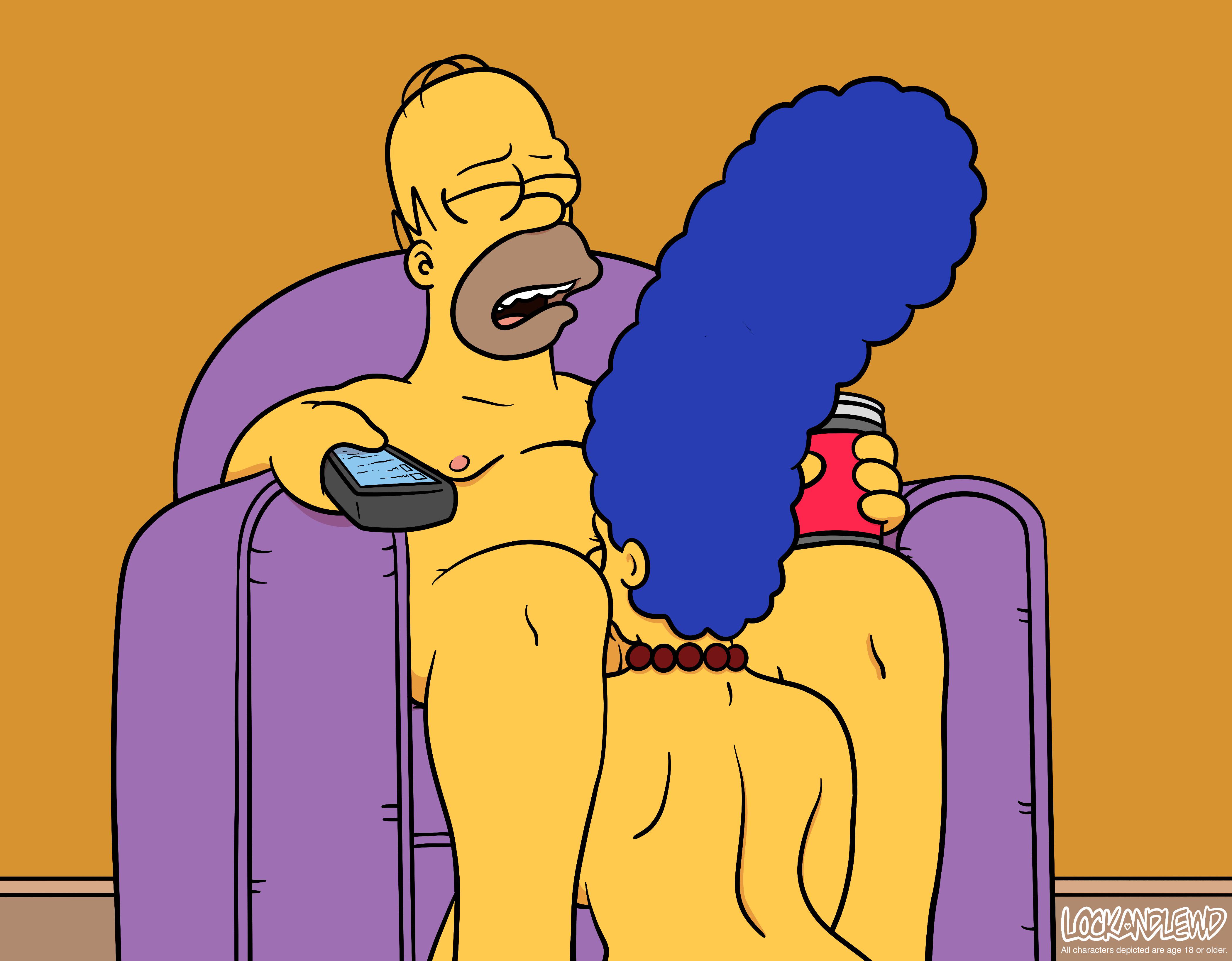 1boy, 1girls, 20th century fox, 20th century studios, alcohol, artist name, artist signature, bald, bald male, beer can, blowjob, blue hair, canon couple, chair, closed eyes, couple, dilf, duo, female, holding beer, holding remote control, homer simpson, human, human on human, husband and wife, indoors, lockandlewd, long hair, male, male nipples, male/female, mammal, marge simpson, mature, mature female, mature male, necklace, nipples, nude, nude female, nude male, open mouth, oral, oral sex, orgasm, orgasm face, pearl necklace, penis, penis in mouth, purple chair, sitting, straight, the simpsons, tv remote, yellow skin