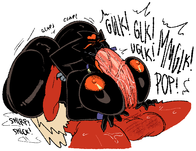 1boy 1girls banette blaziken blowjob cock female huge_ass huge_breasts male pokemon randidesu sex tagme text
