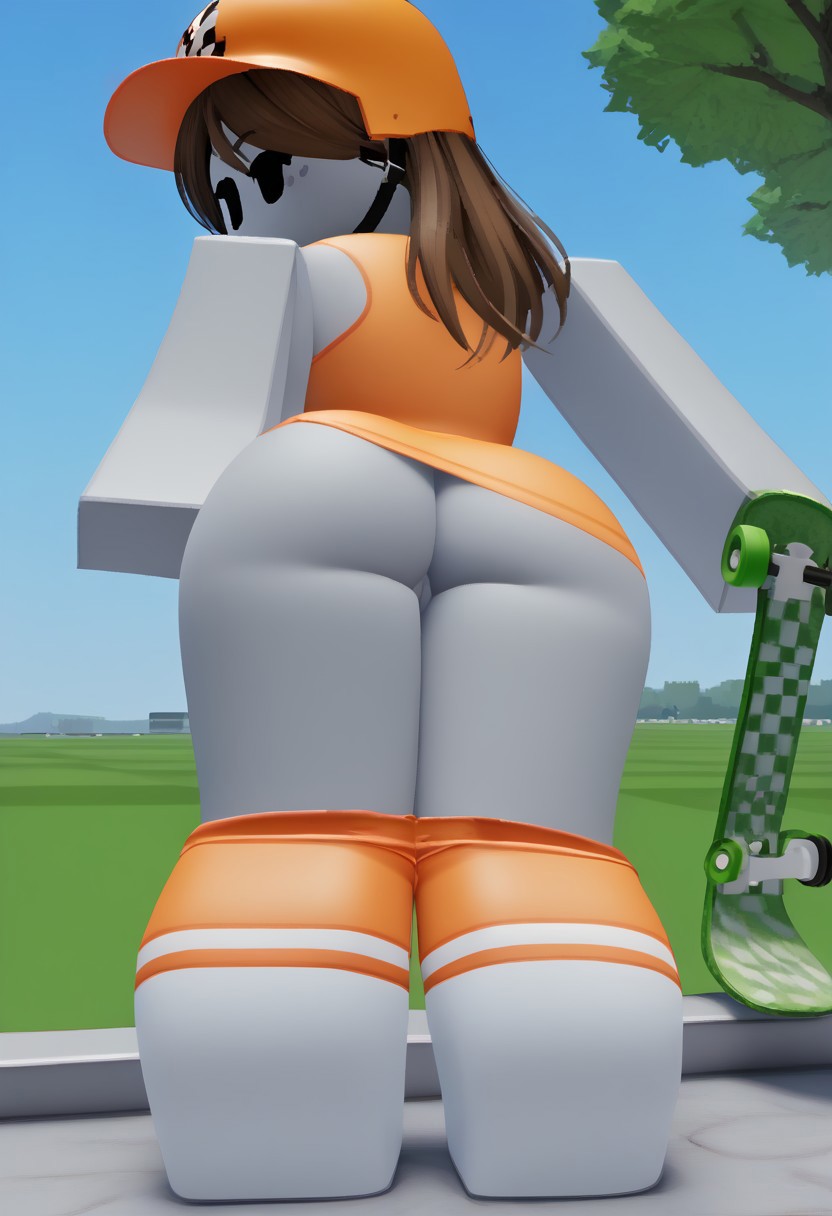 ai generated, ass, big ass, female, roblox, robloxian, sk8tr, skate park, skateboard, solo, tagme