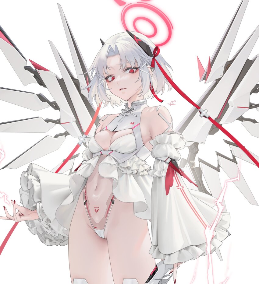 drake (nikke), goddess of victory: nikke, red eyes, short hair, white hair