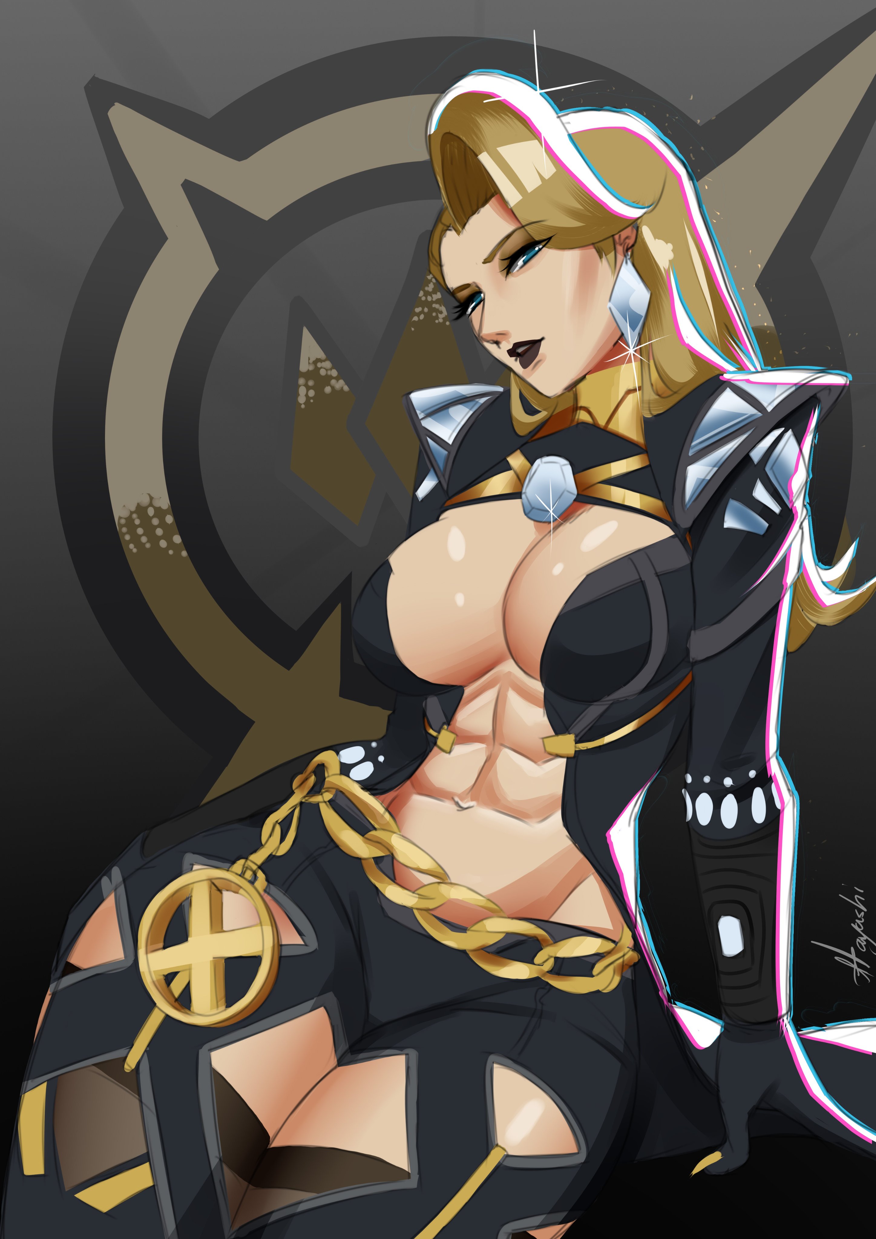 1girls, abs, absurd res, black lipstick, blonde female, blonde hair, boots, breasts, elbow gloves, emma frost, emma frost (marvel rivals), emma frost (x-revolution), female, female focus, female only, gloves, hayashidraws, hi res, high heel boots, high heels, large breasts, light skin, light-skinned female, long gloves, looking at viewer, marvel, marvel comics, marvel rivals, mature female, milf, solo, thick thighs, thigh boots, thigh highs, thighhigh boots, thighhighs, thighs, wide hips