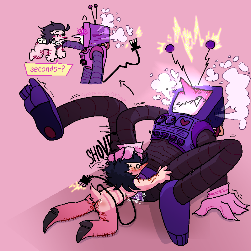 2boys, clip studio paint (medium), cliveisawesome223, cunnilingus, deltarune, deltarune chapter 2, deltarune chapter 3, digital art, digital drawing (artwork), digital media (artwork), eating pussy, english, english dialogue, english text, female, male, male only, oral, oral sex, pussy, pussy eating, pussy juice, robot, robot boy, self upload, shoving face in pussy, spamtenna, spamton g spamton, speech bubble, tenna (deltarune), text, text bubble, transgender, transgender male, tv head, yaoi