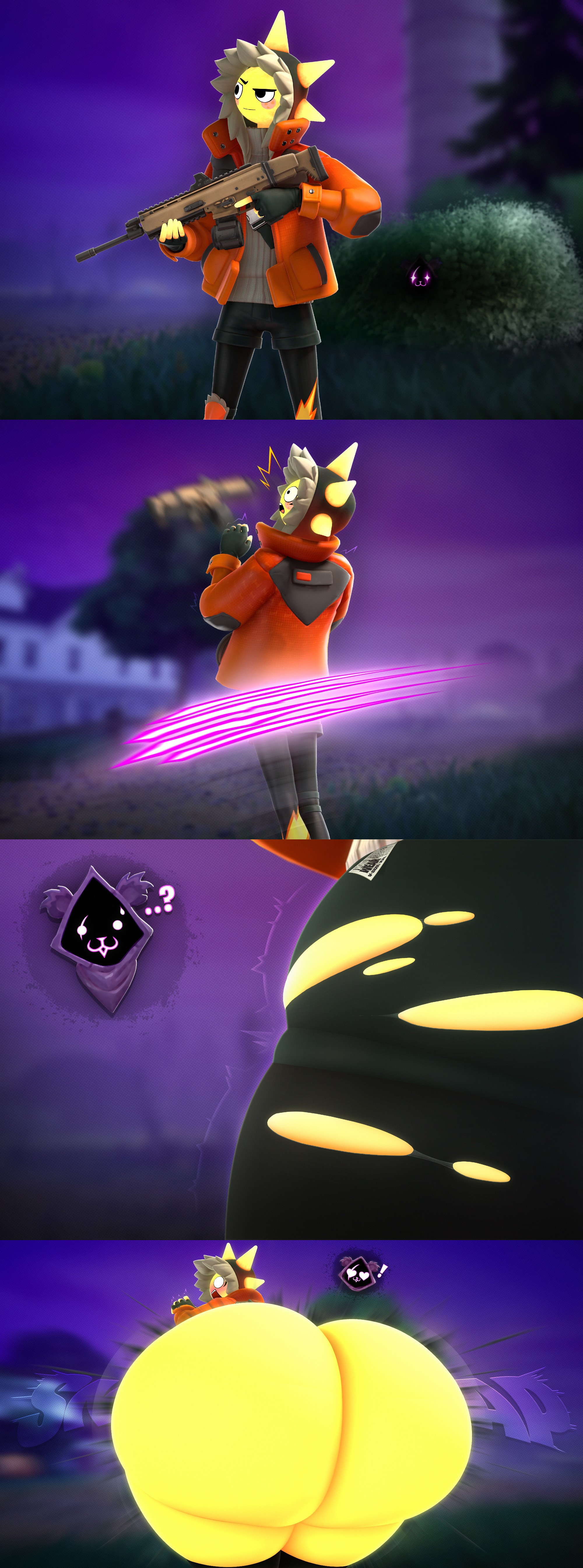 ass, ass body, ass growth, big ass, blush, blushing at viewer, bubble ass, bubble butt, female, fortnite, fortnite: battle royale, hammerspace, hammerspace hips, heart eyes, huge ass, huge butt, hyper, hyper ass, hyper asscheeks, hyper butt, male, motion lines, not person420, onomatopoeia, person-420, raven team leader, ripped pants, shocked, shocked expression, shocked eyes, solo male, sunspot (fortnite), tagme, thick thighs, wide hips