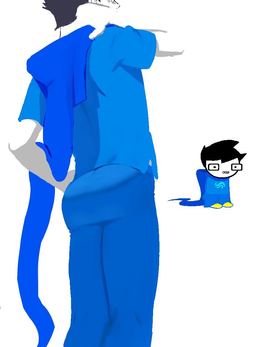 1boy 1boys ass ass_focus black_hair black_hair_male clothed clothed_male color colored homestuck ilovedoggirls john_egbert male_focus male_only short_hair short_hair_male solo solo_male suggestive