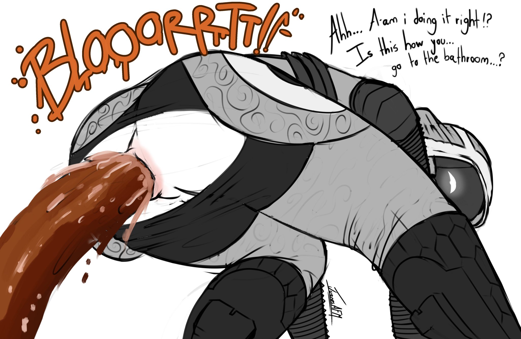 female, juanesafm (artist), mass effect, scat, shitting, tagme, tali'zorah nar rayya