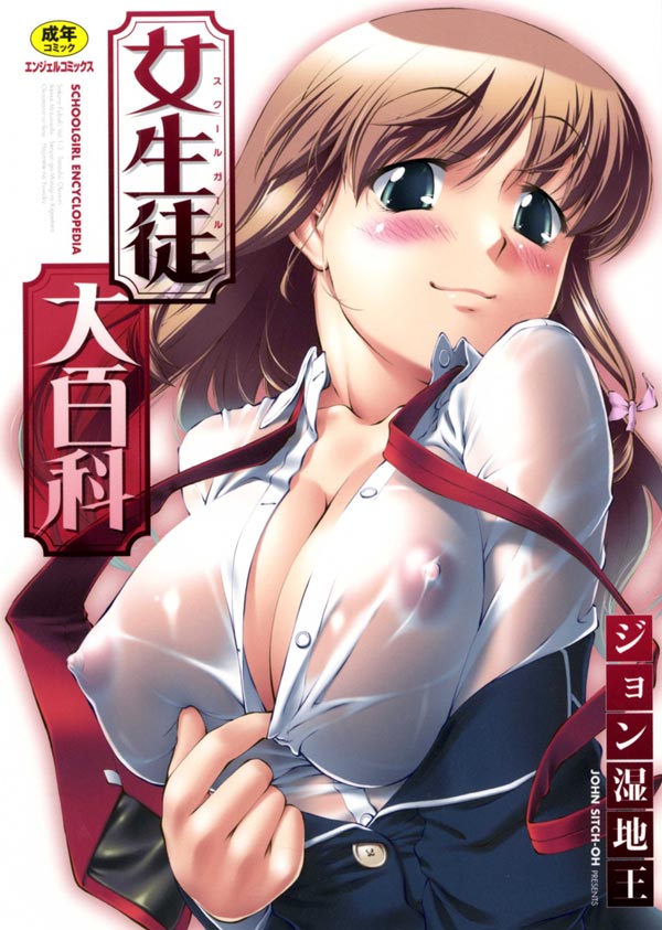 1girls breasts brown_hair cleavage copyright_request cover erect_nipples female jon_shicchiou jyon_shicchiou large_breasts puffy_nipples school_uniform see-through solo