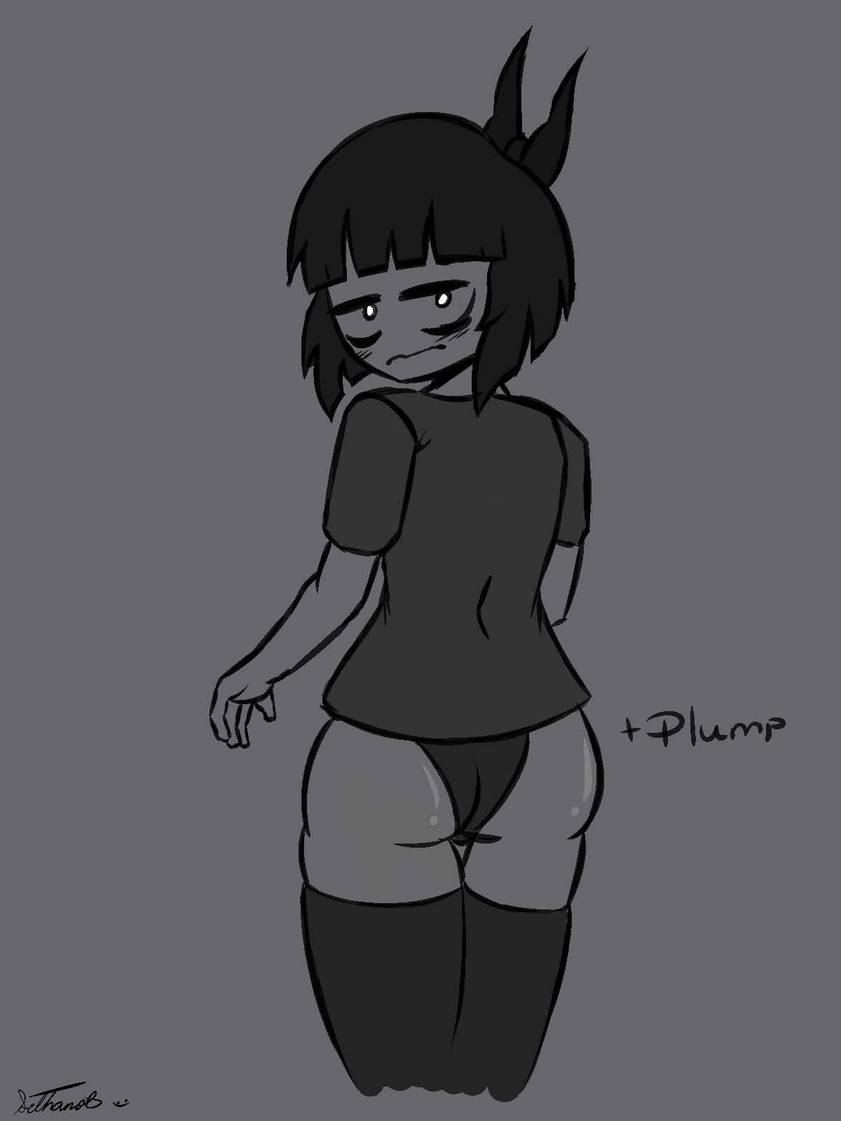 1girls adult_swim ass blush creepy_susie goth goth_girl looking_at_viewer looking_back panties sethanol stockings the_oblongs