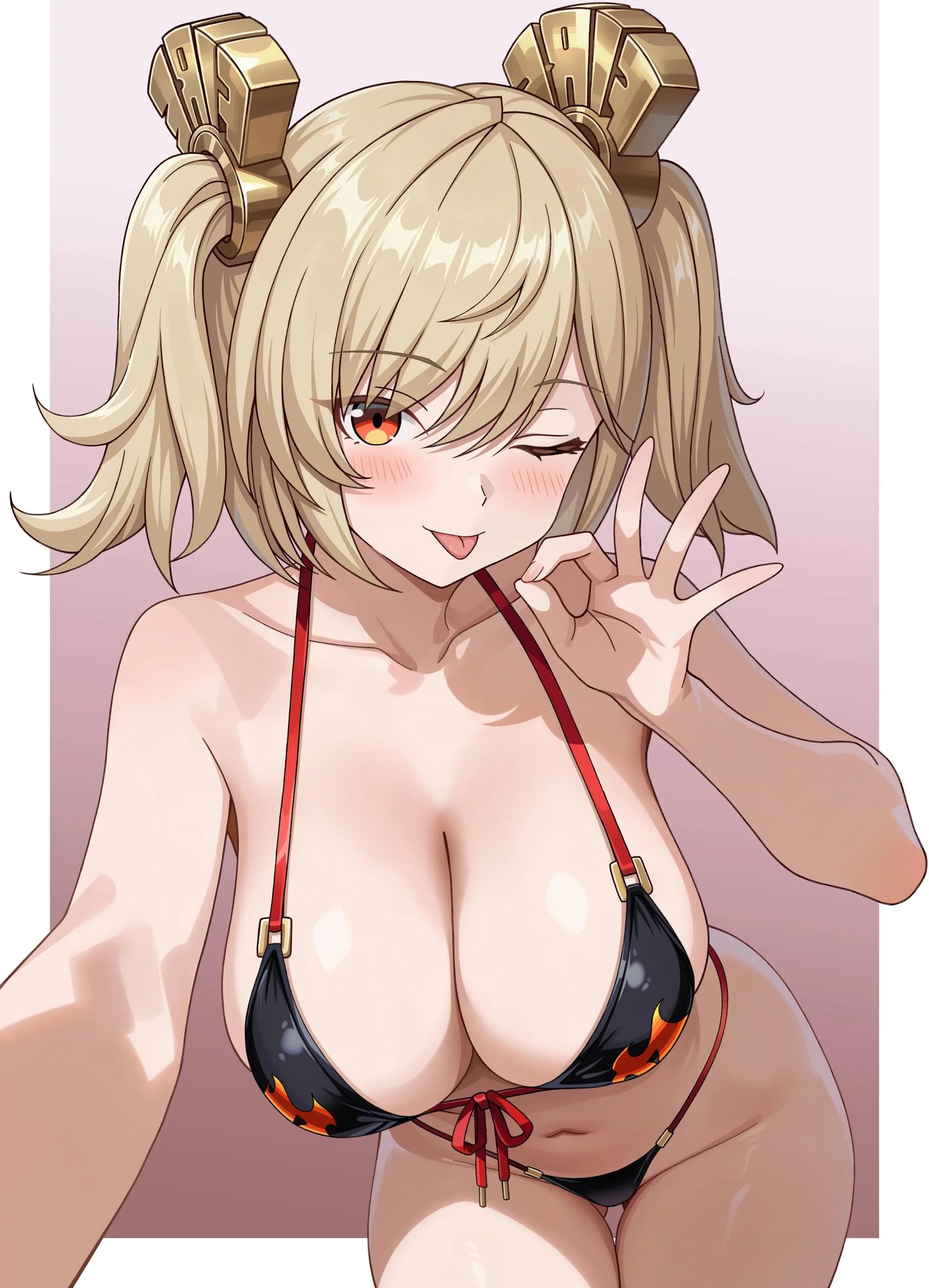 1girl, bikini, burnice white, medium hair, solo, solo female, zenless zone zero