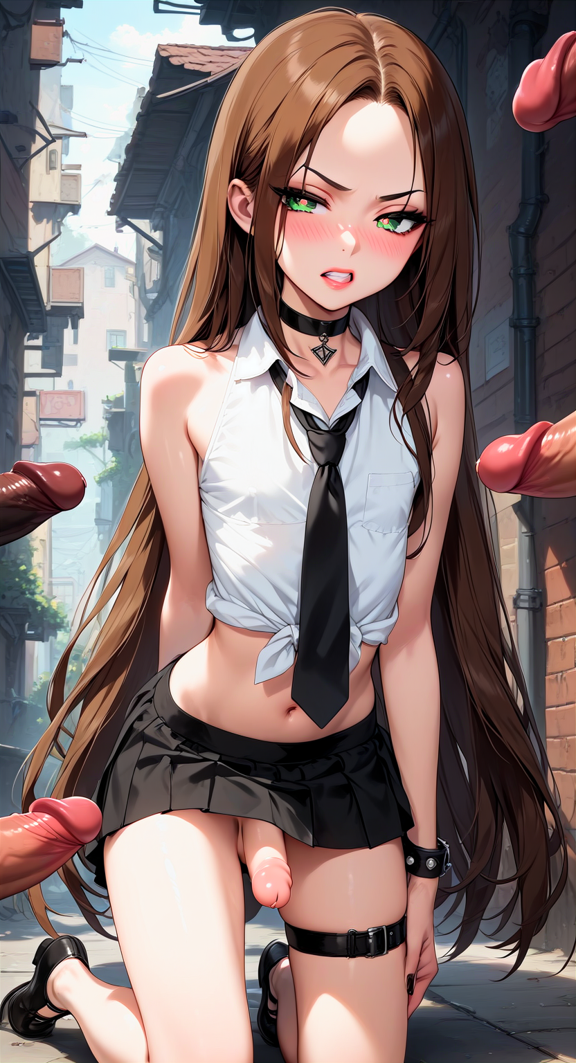 adult_and_teenager ai_generated april_(femboy) avril_lavigne_(cosplay) femboy feminine_male feminization forced_feminization goth not_psycho older_man_and_younger_boy otoko_no_ko otokonoko sissification sissy teenage_boy