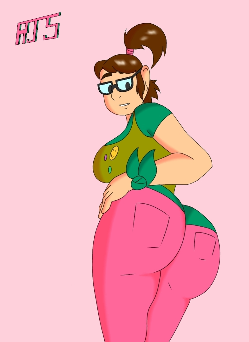 2d beth_(tdi) brown_hair busty female female_focus female_only glasses hourglass_figure noclothesart pinup pinup_pose tagme total_drama_island wide_hips