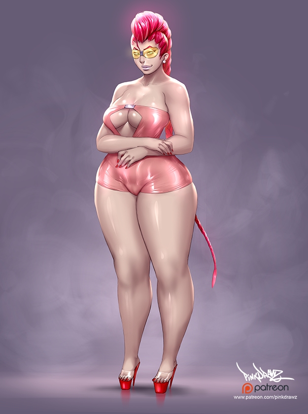 2d, big breasts, braid, breasts, busty, capcom, crimson viper, female, female focus, female only, full body, hourglass figure, long hair, milf, pinkdrawz, red hair, street fighter, tagme, tan, tan body, tan skin, tan skinned female, wide hips