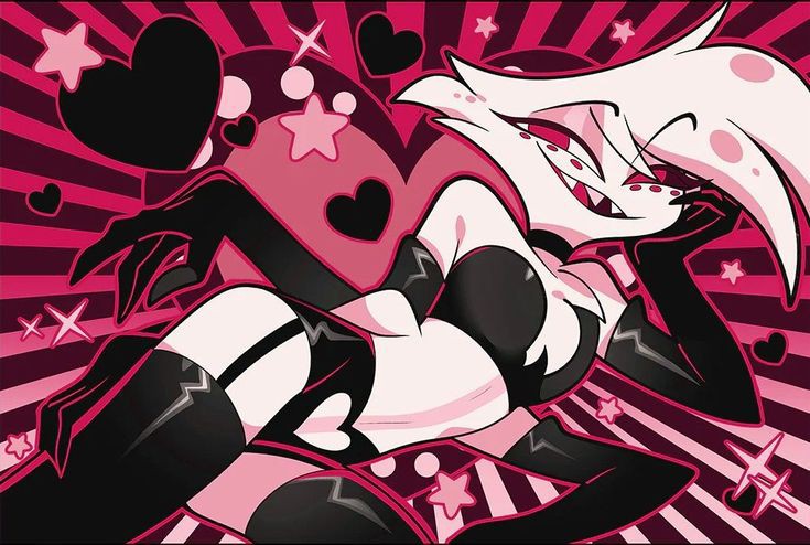 angel_dust_(hazbin_hotel) femboy gay gloves hazbin_hotel male male_only seductive seductive_look seductive_pose seductive_smile tagme