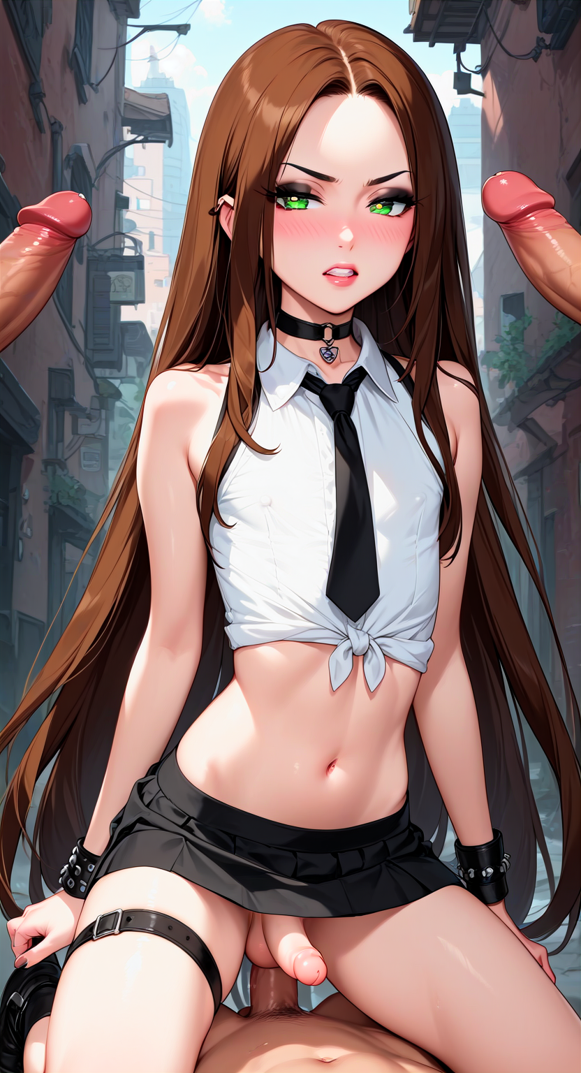 adult_and_teenager ai_generated april_(femboy) avril_lavigne_(cosplay) femboy feminine_male feminization forced_feminization goth male not_psycho older_man_and_younger_boy otoko_no_ko otokonoko penis sissification sissy teenage_boy