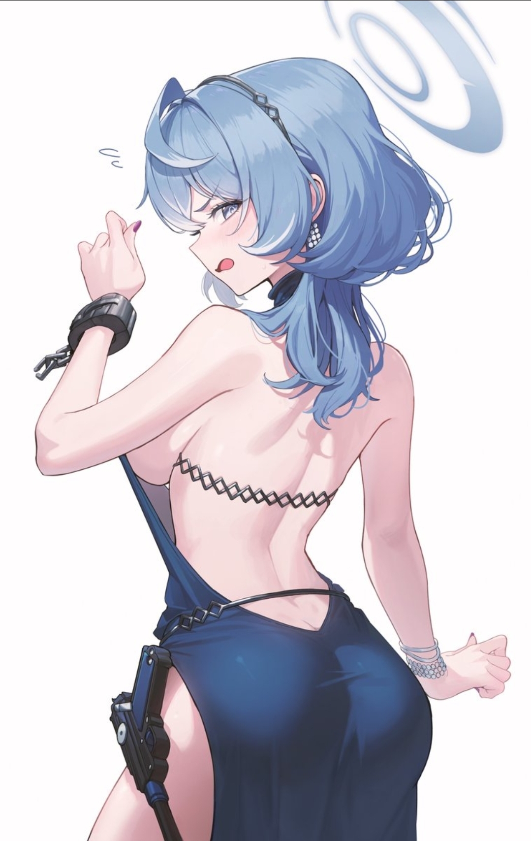 1girls, ako (blue archive), ako (dress) (blue archive), ass, back view, big ass, big breasts, blue archive, breasts, female, goeleu, light skin