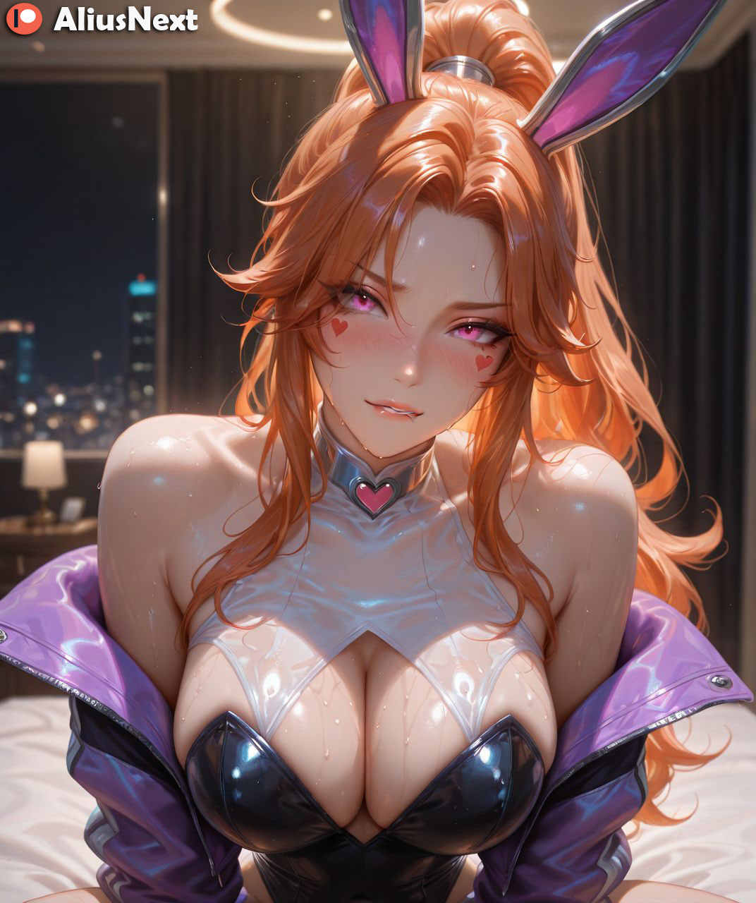 1girls, ai generated, aliusnext, ass, battle bunny miss fortune, big ass, big breasts, breasts, bunny ears, bunny girl, bunnysuit, female, female only, hi res, high quality, highres, huge ass, huge breasts, league of legends, league of legends: wild rift, light skin, light-skinned female, lingerie, massive ass, massive breasts, mature, mature female, miss fortune, patreon, red hair, redhead female, sweat, sweatdrop, sweating, sweaty, sweaty body, sweaty breasts, thick, thick ass, thick hips, thick legs, thick lips, thick thighs, voluptuous, voluptuous body, voluptuous female