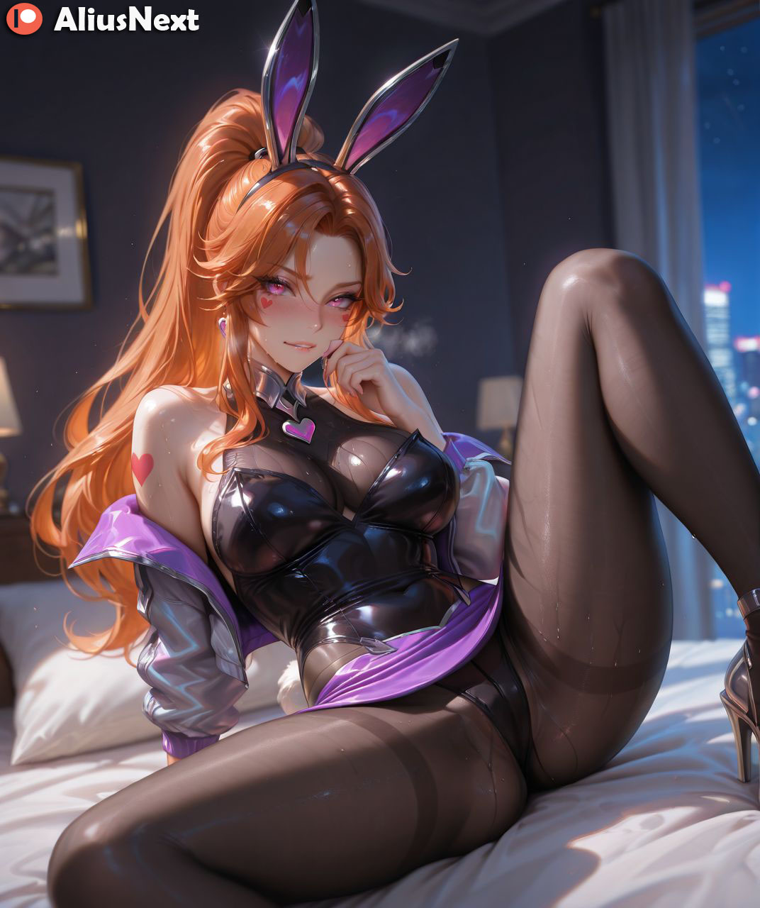 1girls, ai generated, aliusnext, ass, battle bunny miss fortune, big ass, big breasts, breasts, bunny ears, bunny girl, bunnysuit, female, female only, hi res, high quality, highres, huge ass, huge breasts, league of legends, league of legends: wild rift, light skin, light-skinned female, lingerie, massive ass, massive breasts, mature, mature female, miss fortune, patreon, red hair, redhead female, sweat, sweatdrop, sweating, sweaty, sweaty body, sweaty breasts, thick, thick ass, thick hips, thick legs, thick lips, thick thighs, voluptuous, voluptuous body, voluptuous female