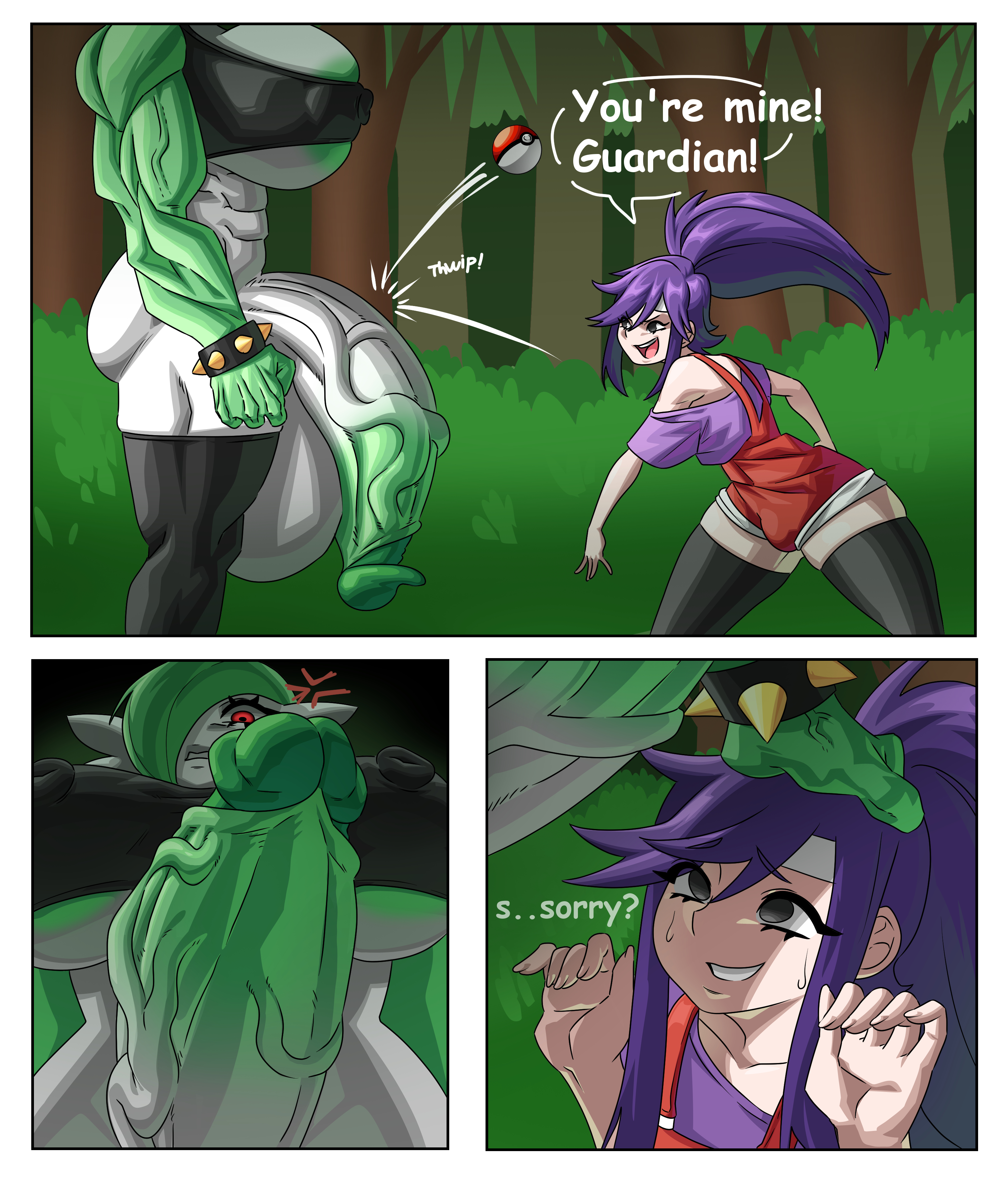 1boy, 1futa, chochobo nsfw, cody (kenny3901), comic, futa gardevoir, futanari, gardevoir, gay, imminent rape, intersex, male, pokémon (species), pokemon, pokemon (species), pokephilia