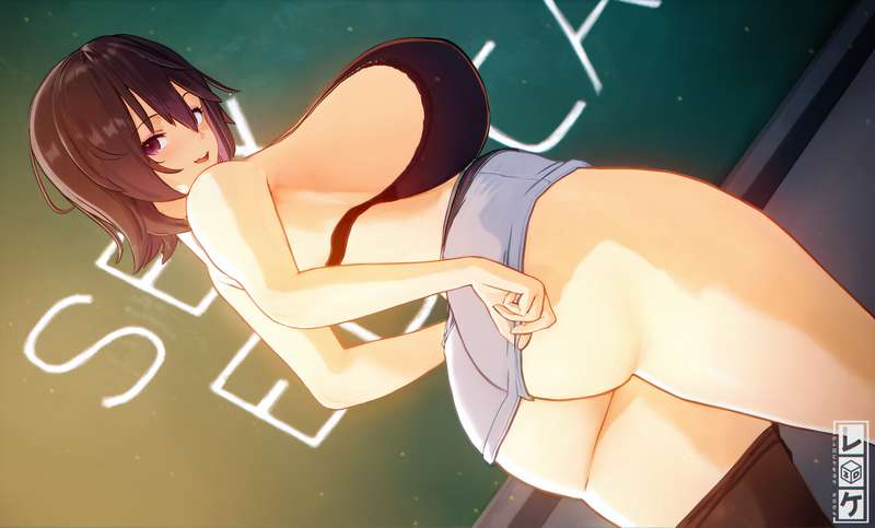 aiko (my mom is a hot succubus), ass, black bra, black hair, black stockings, black thighhighs, bra, breasts, chalkboard, classroom, female, huge ass, huge breasts, koikatsu, locke3k-koi, looking at viewer, looking back, milf, my mom is a hot succubus, one stocking, one thighhigh, pencil skirt, pinup, presenting ass, presenting hindquarters, roleplay, seducing, seducing viewer, seductive, sex ed, sex education, short hair, showing ass, showing off ass, sideboob, skirt lift, skirt rolled up, skirt up, smile, stockings, stripping, teacher outfit, thick thighs, thighhighs, wallpaper