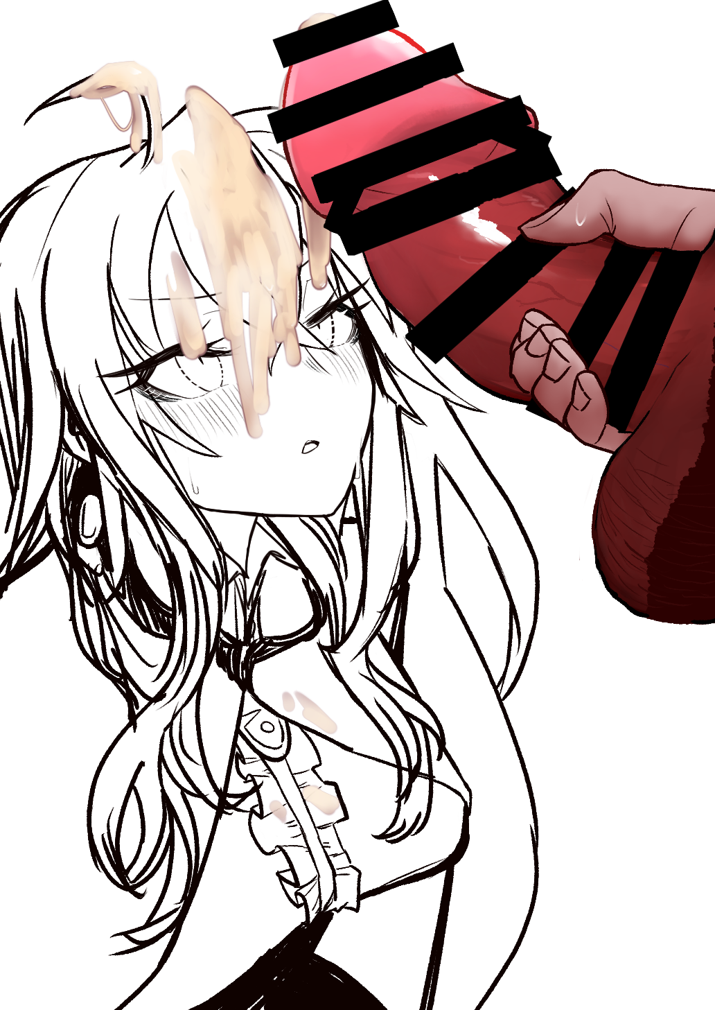 balls censor_bar clothed_female_nude_male cum dronya ejaculation jerking jerkingoff labyrinth_of_refrain looking_at_penis morotom0shinaba nippon_ichi_software penis red_penis testicles