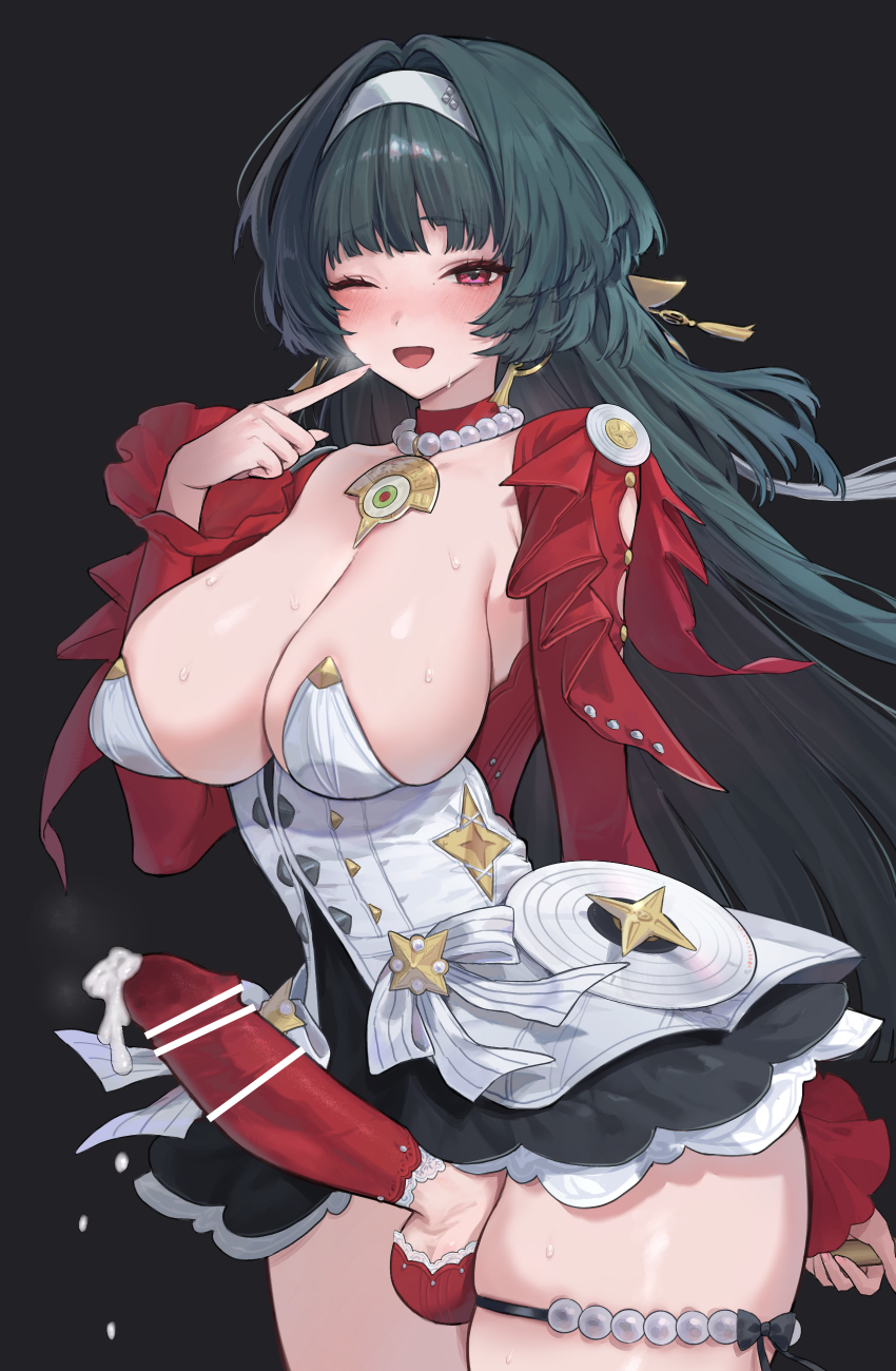 2d, astra yao, cleavage, clothing condom, cum, futanari, intersex, shep (user uzrg8474), tagme, zenless zone zero