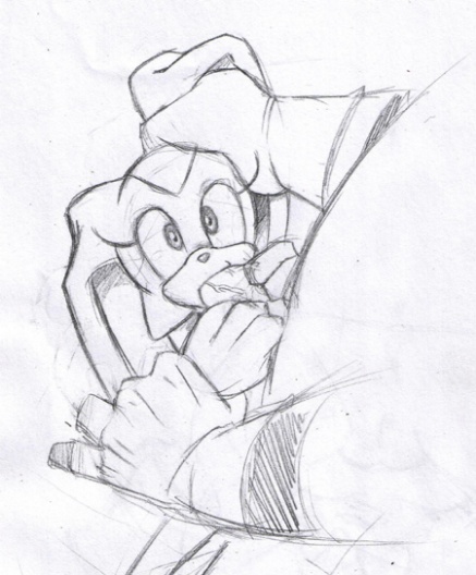 1boy, akuno toujou, anthro, cream the rabbit, emphasis lines, faceless male, fellatio, furry, graphite (medium), greyscale, holding, kekitopu, male, male focus, monochrome, oral, oral penetration, oral sex, sega, sketch, solo, sonic (series), traditional media, weapon