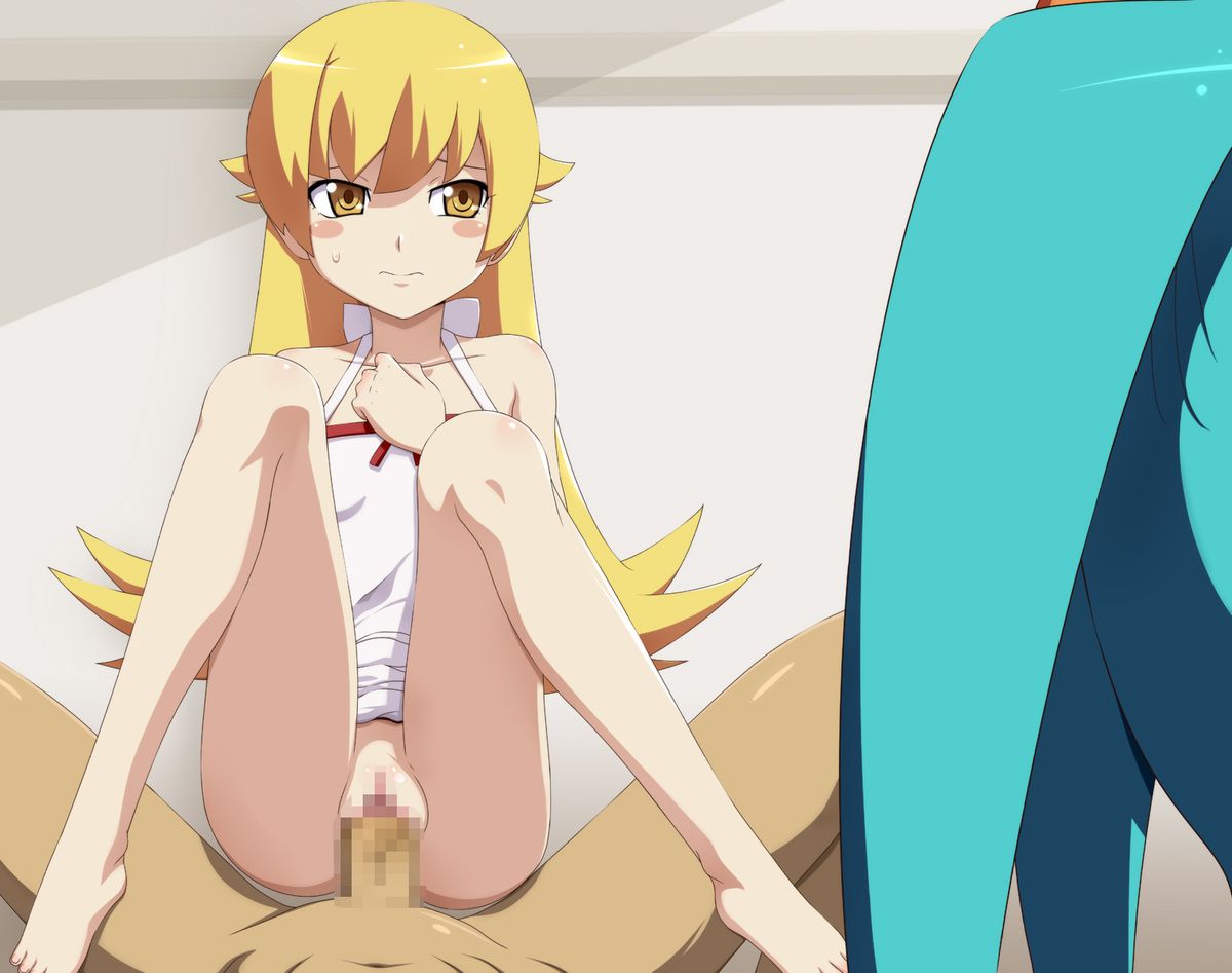 blonde_hair blush censored circle_anco monogatari_(series) onimonogatari oshino_shinobu penis pussy sex vaginal_penetration yellow_eyes