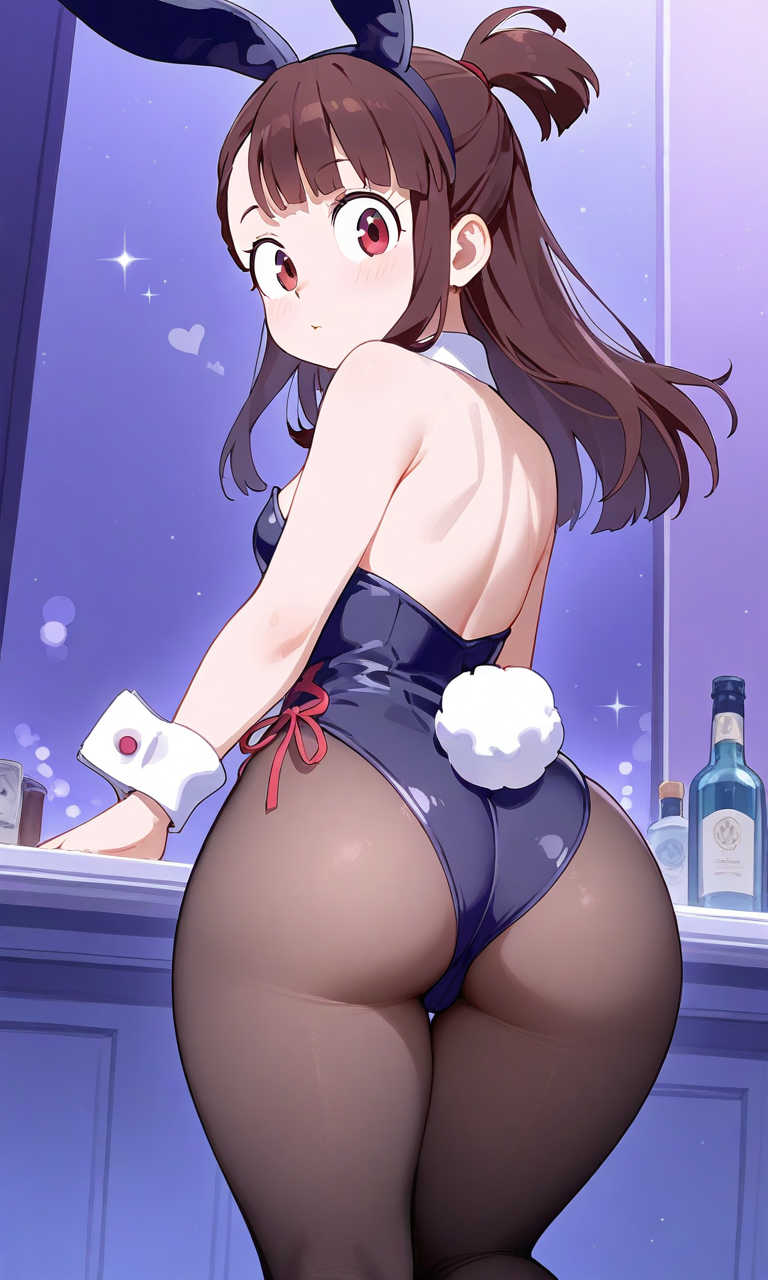 ai_generated akko_kagari ass ass_focus atsuko_kagari big_ass bunny_ears bunny_girl bunny_tail bunnysuit little_witch_academia