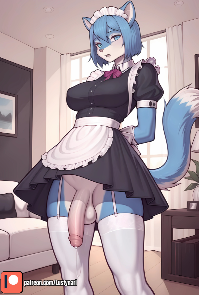 1anthro 1furry 1futa ai_generated anthro anthro_futa big_breasts curvy curvy_figure dickgirl furry furry_ears furry_only futa_only futadom futanari looking_at_viewer lustynari maid maid_outfit maid_uniform solo solo_focus solo_futa talking_to_viewer thick thick_ass thick_legs thick_penis thick_thighs veins veins_on_dick veiny veiny_penis