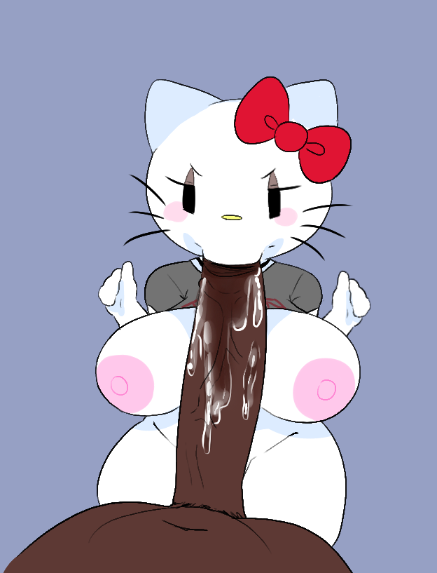 :>= blowjob bottomless breasts_out fellatio hello_kitty hello_kitty_(character) hello_kitty_(series) kitty_white oral_sex saliva saliva_on_penis sanrio savagensfw sucking_penis sucking_tip