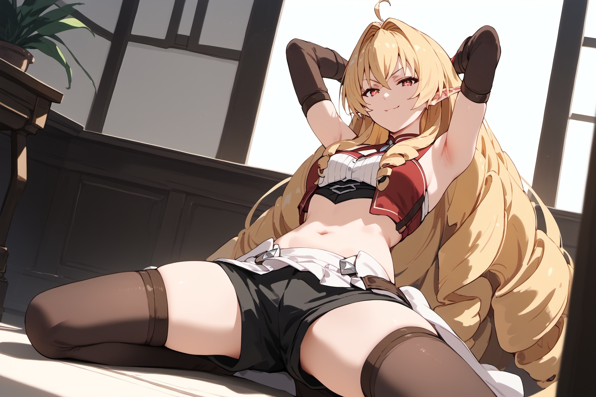 1girls, ai generated, armpits, commentary request, elf, elf ears, elf female, elinalise dragonroad, english commentary, female, hd, hi res, highres, light skin, light-skinned female, milf, mixed-language commentary, mommy, mushoku tensei, solo female, very high resolution