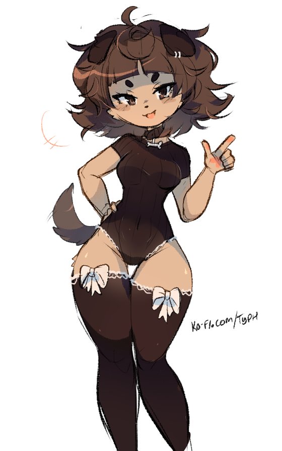 animation_meme_community anthro bodysuit canine crispytyph dog_girl leotard mimi_(typh) short_hair_female thigh_gap thighhighs typh