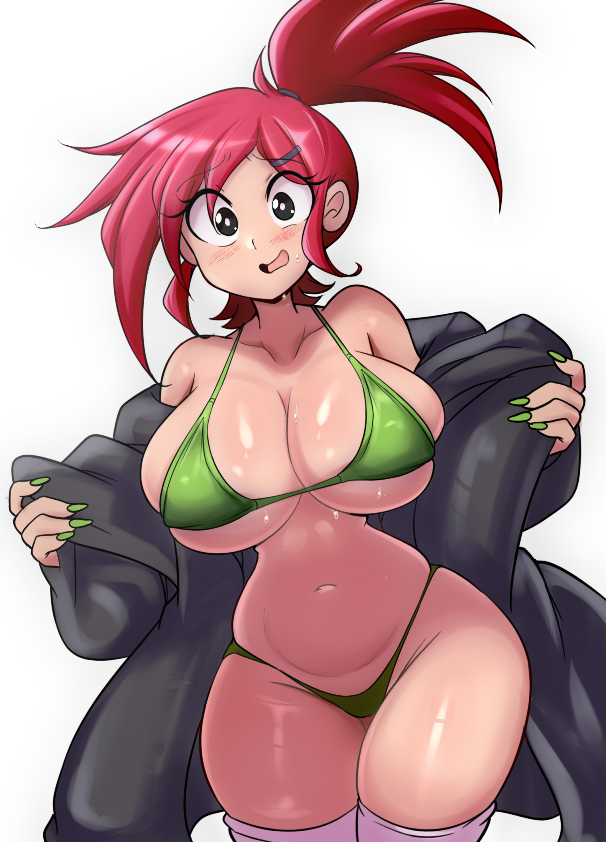 big breasts, bikini, breasts, cleavage, female, foster's home for imaginary friends, frankie foster, huge breasts, lucyfercomic, red head, tagme, thick thighs, wide hips