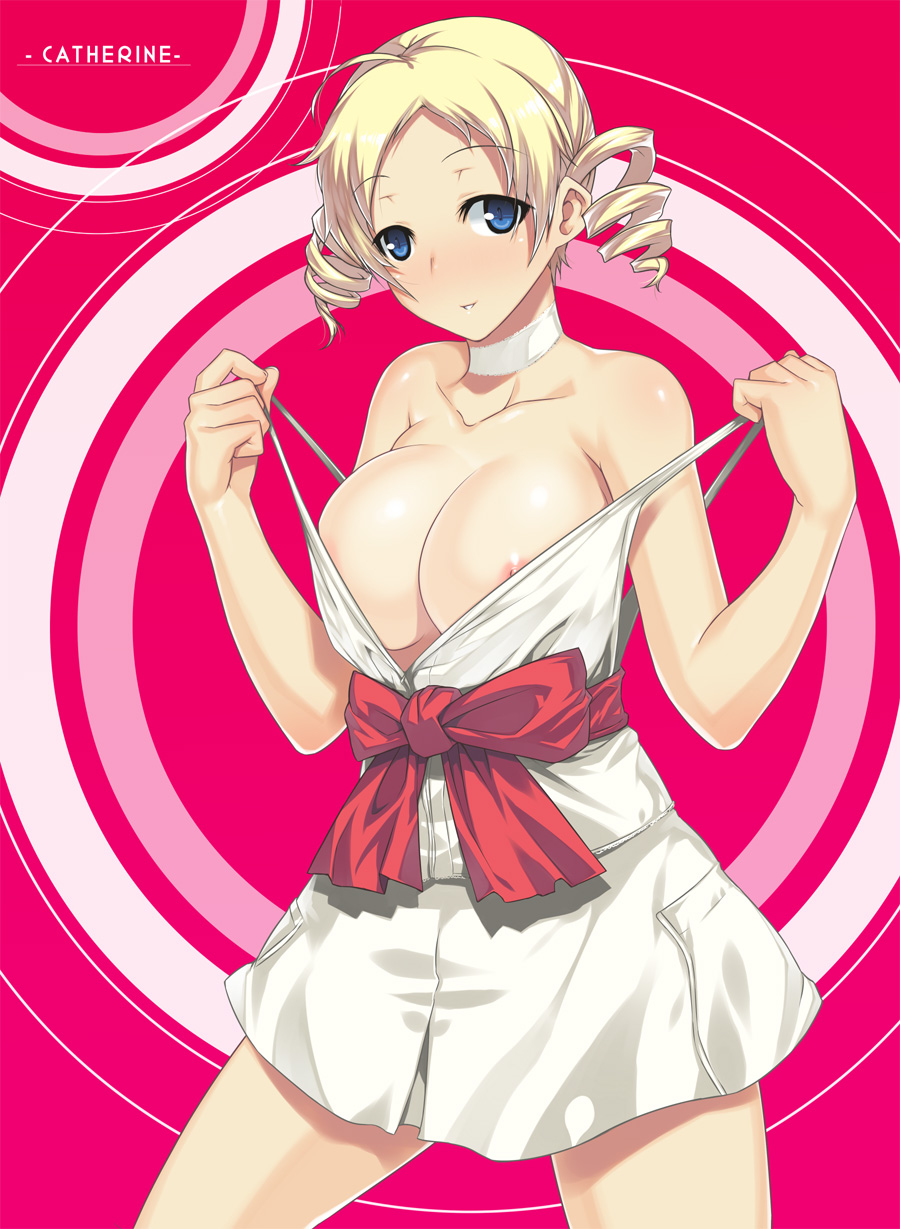 blonde hair, blue eyes, catherine, catherine (game), demon, female, solo, succubus