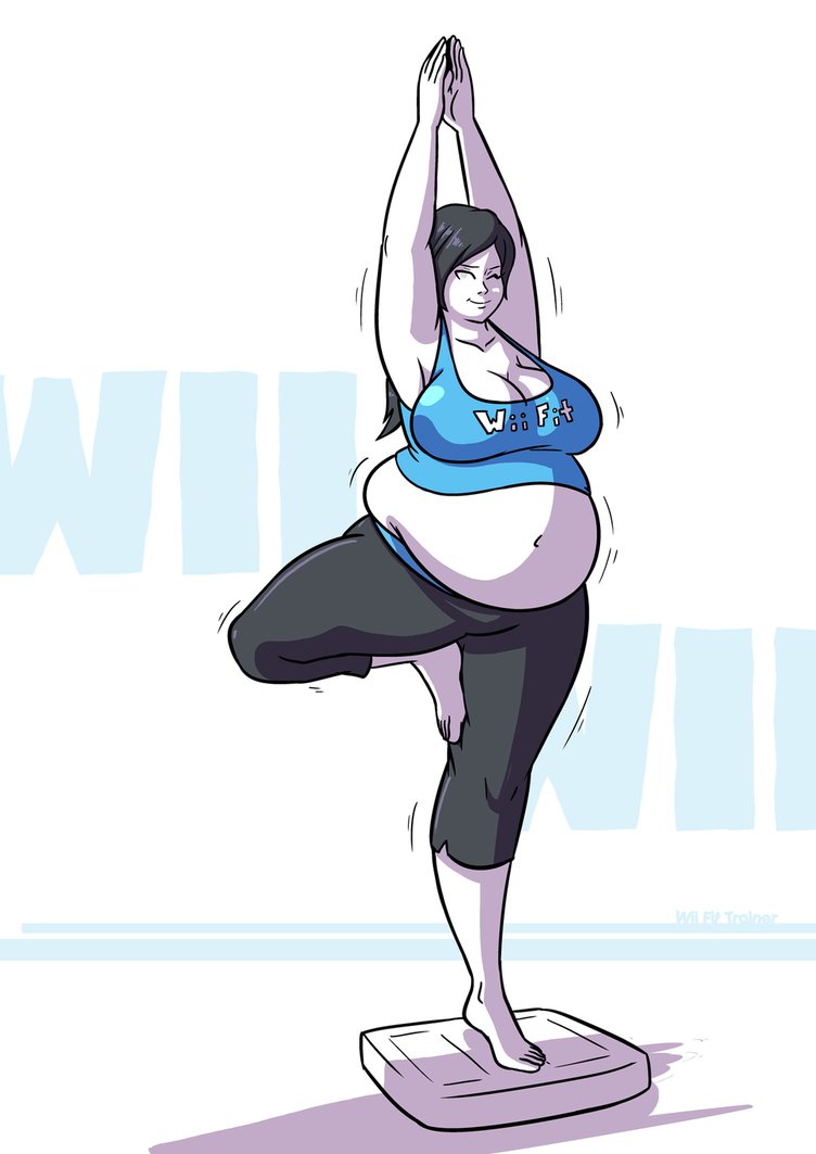 1girls, axel-rosered, bbw, breasts, fat, female, nintendo, overweight, plump, solo, white skin, wii fit, wii fit trainer, wii fit trainer (female)