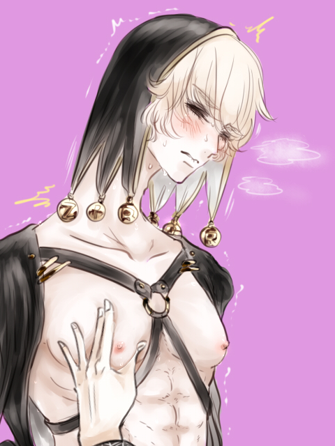 1boy androgynous blush jojo's_bizarre_adventure male male_nipples male_only risotto_nero vento_aureo