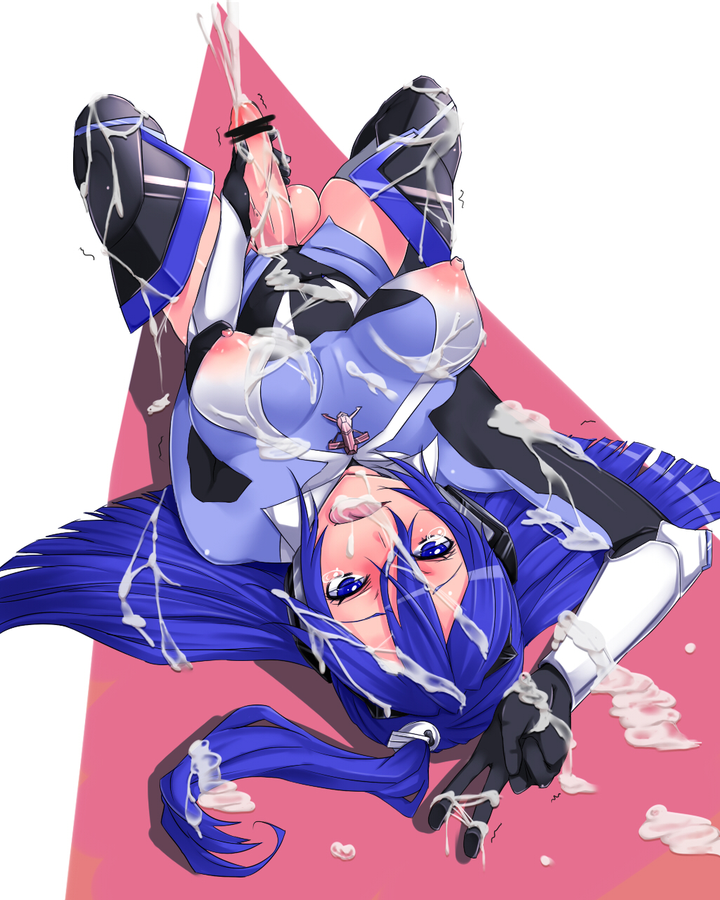 1futa blue_eyes blue_hair bodysuit breasts bukkake censored cum cum_everywhere cum_in_mouth cum_on_breasts cum_on_clothes cum_on_hair cum_on_legs cum_on_tongue ejaculation erect_nipples erection facial full-package_futanari futa_only futanari intersex kazanari_tsubasa long_hair masturbation nipples pazma penis see-through senki_zesshou_symphogear sheer solo testicles v