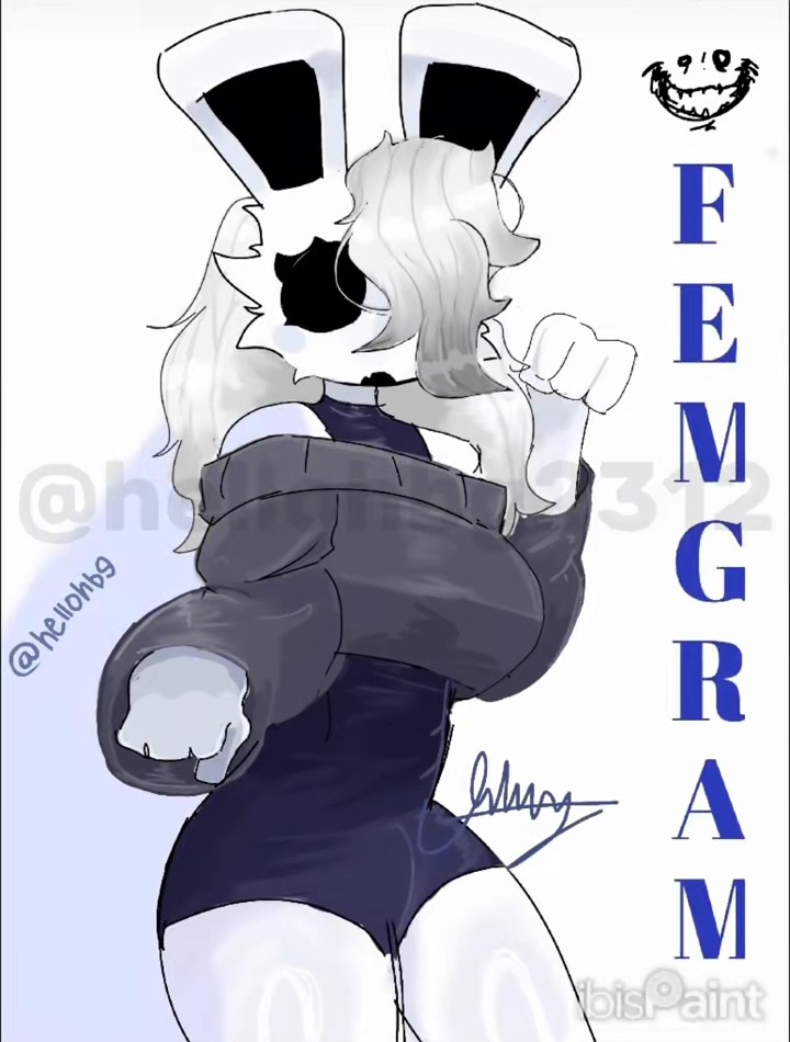 cube 459 (geometry dash), femgram, geometry dash, white fur, white skin