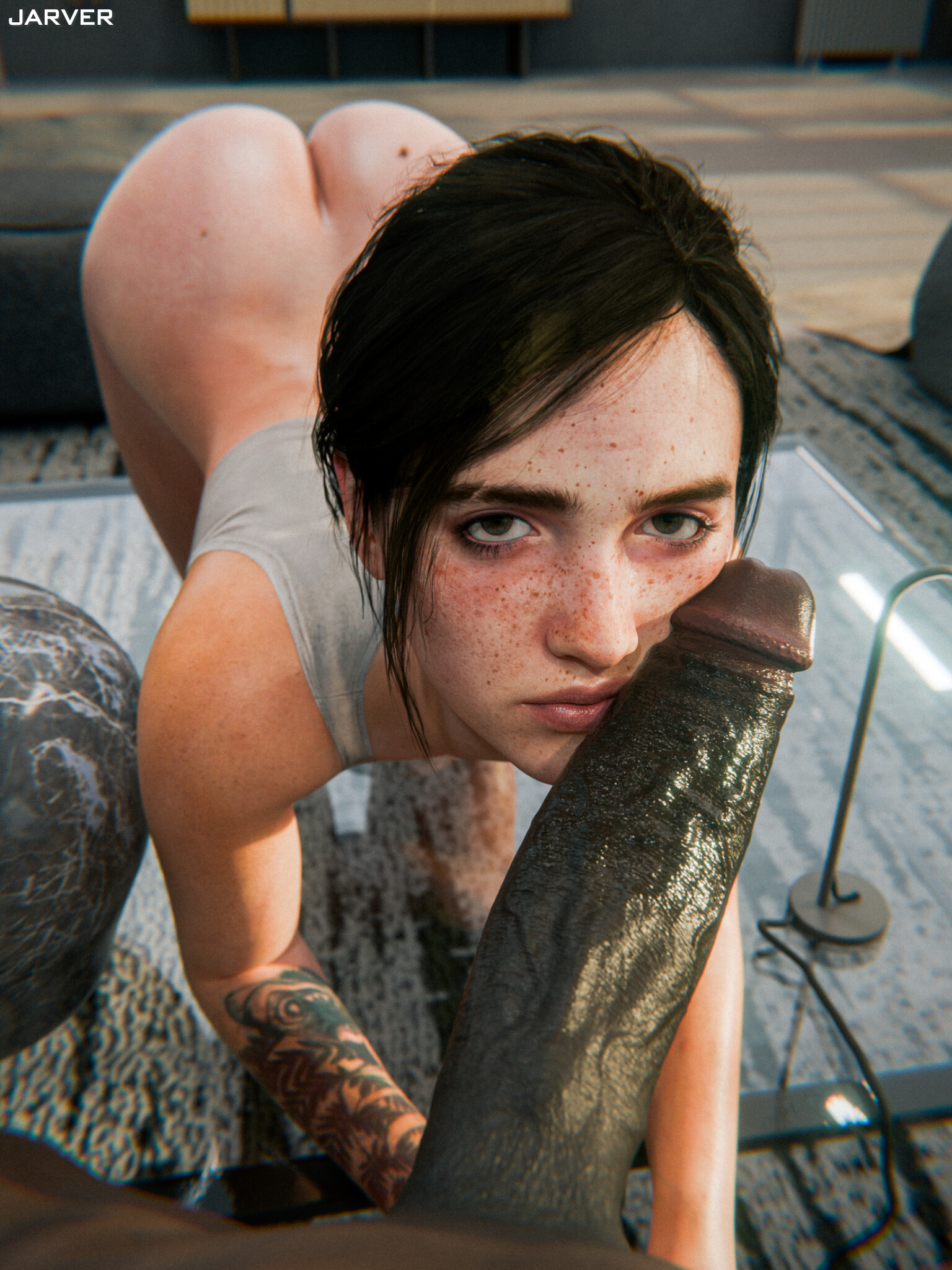 1boy, 1girls, 3d, black penis, dark skin, dark-skinned male, ellie (the last of us), ellie williams, female, female focus, interracial, jarver, male, tagme, the last of us, the last of us 2