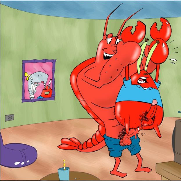 2014 artist_request balls big crab crustacean cum_inside fish furry furry_only gay larry_the_lobster lobster male mr_krabs multiple_males nickelodeon no_humans pearl_krabs penis red shocked smooth_skin source_request spongebob_squarepants underwater yaoi