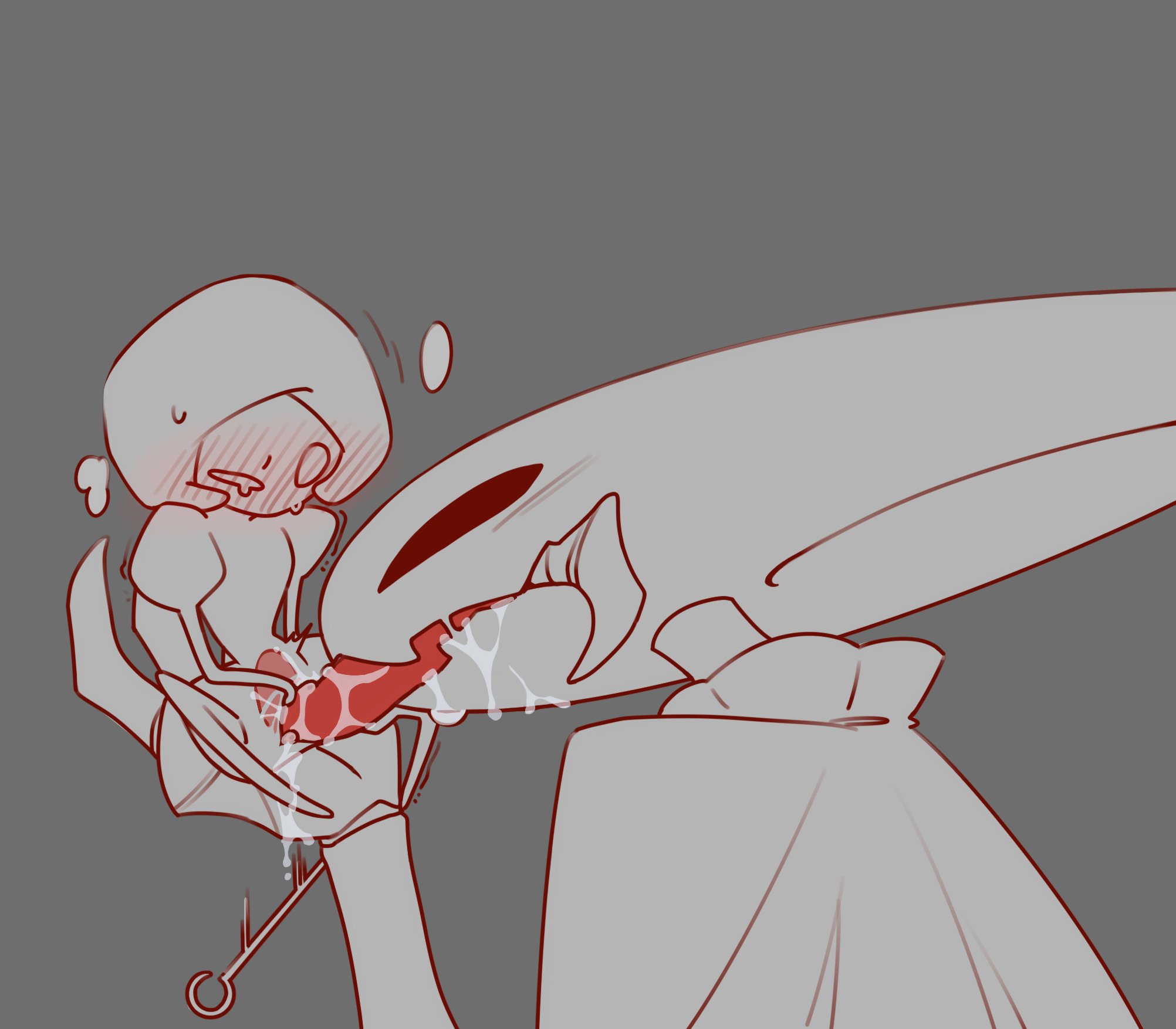 2girls, blush, blush lines, bug, bug girl, cloak, cunnilingus, eating pussy, hollow knight, hollow knight (franchise), hollow knight: silksong, hornet (hollow knight), lace (hollow knight: silksong), lace (hollow knight), lesbian sex, pussy, pussy juice, saliva, shaking, size difference, spider, spider girl, sweat, sweating, team cherry, tounge out, weapon, yuri